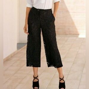 *BOSTON PROPER* Black Lace Wide-Leg Pants w/ Pockets Size 10